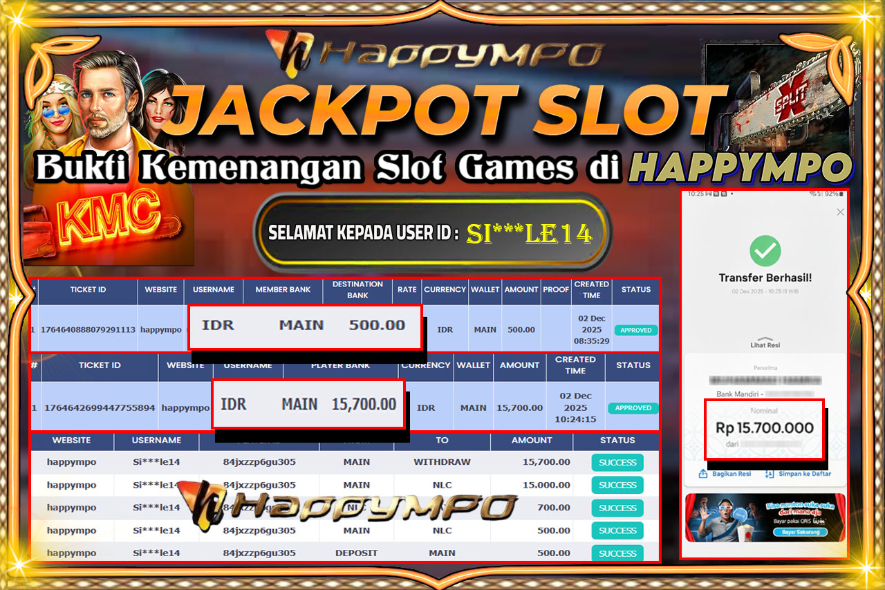 HAPPYMPO JACKPOT SLOT KIS MY CHAINSAW Rp.15.700.000,- LUNAS